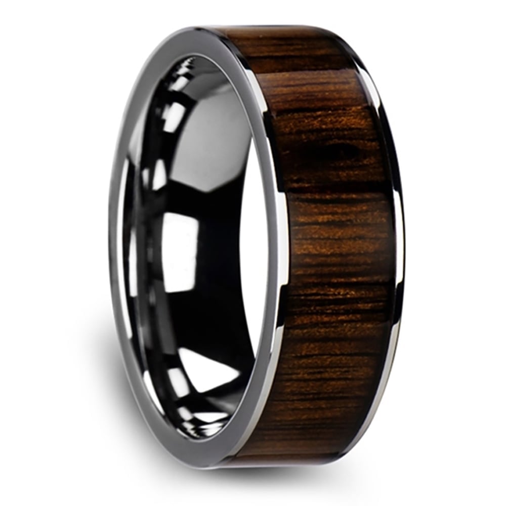 Tungsten Wedding Ring With Black Walnut Inlay - The Canopy (8mm) | 02
