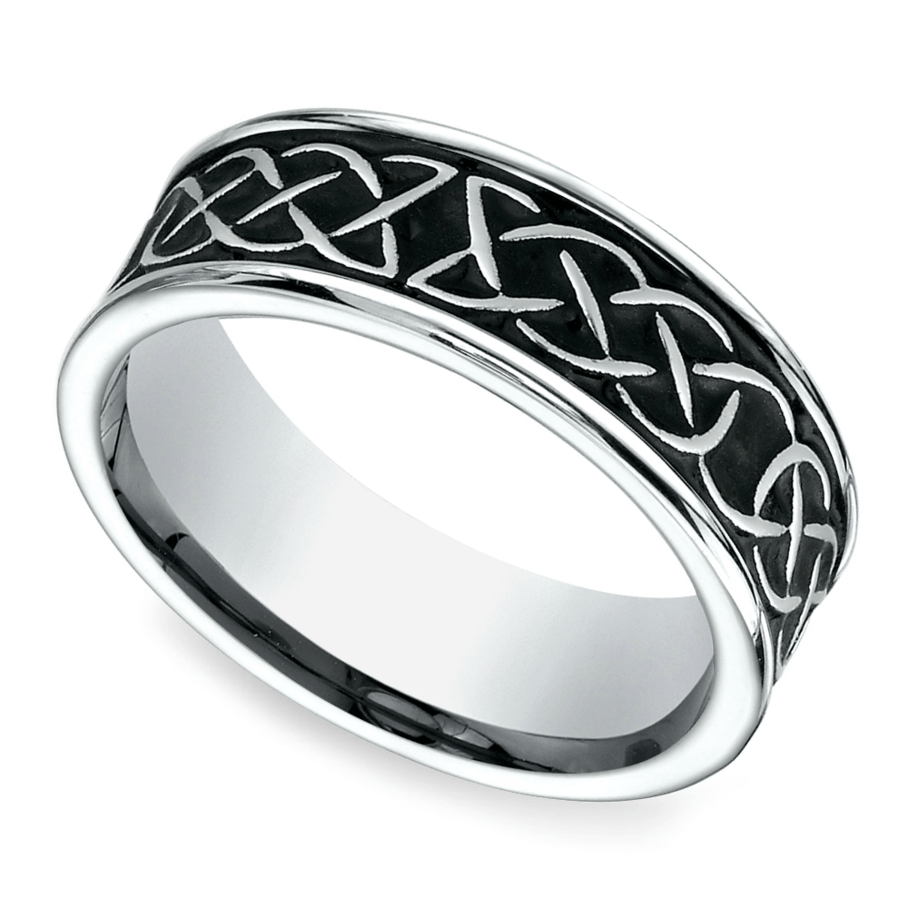 Blackened Celtic Knot Men's Wedding Ring in Cobalt (7mm) | Zoom