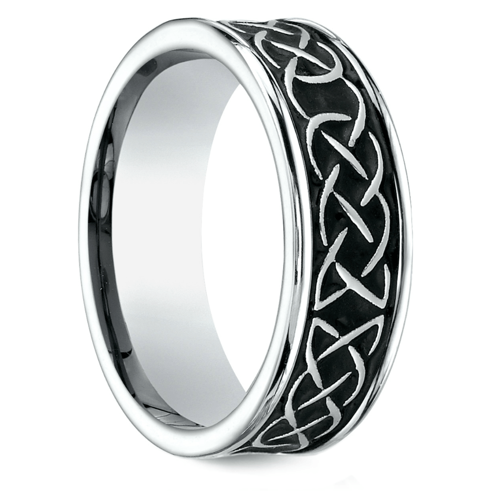Blackened Celtic Knot Men's Wedding Ring in Cobalt (7mm) | 02