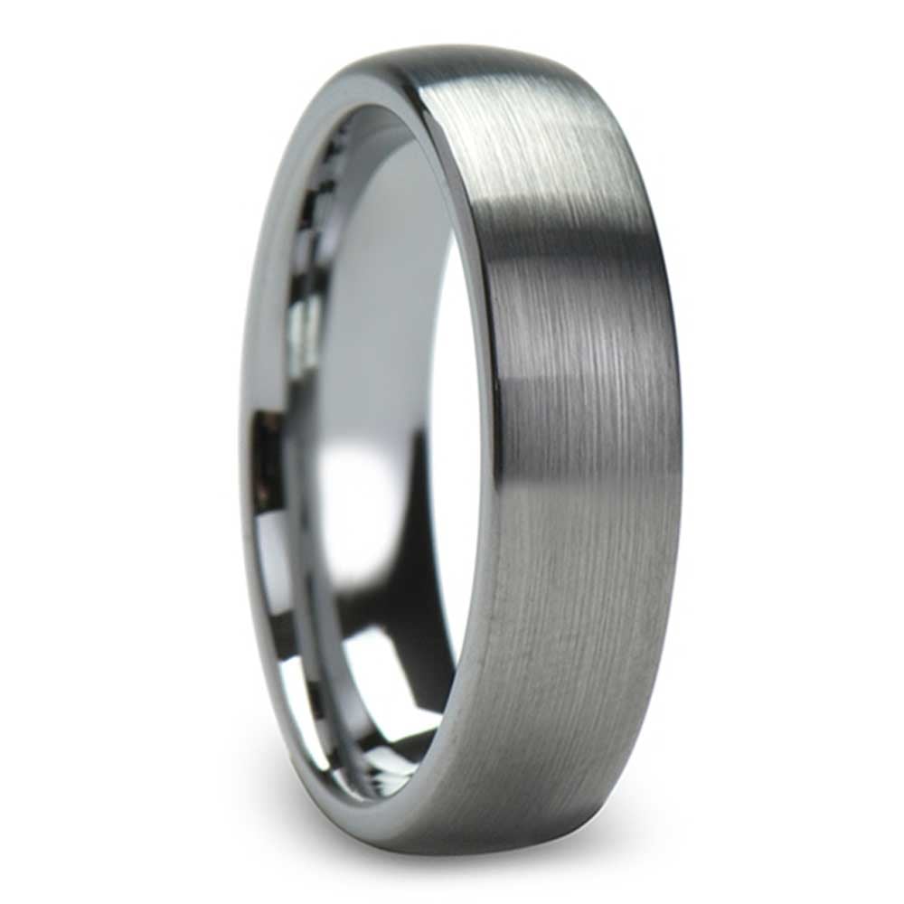 Brushed Finish and Rounded Carbide Men's Tungsten Wedding Ring (6mm) | 02