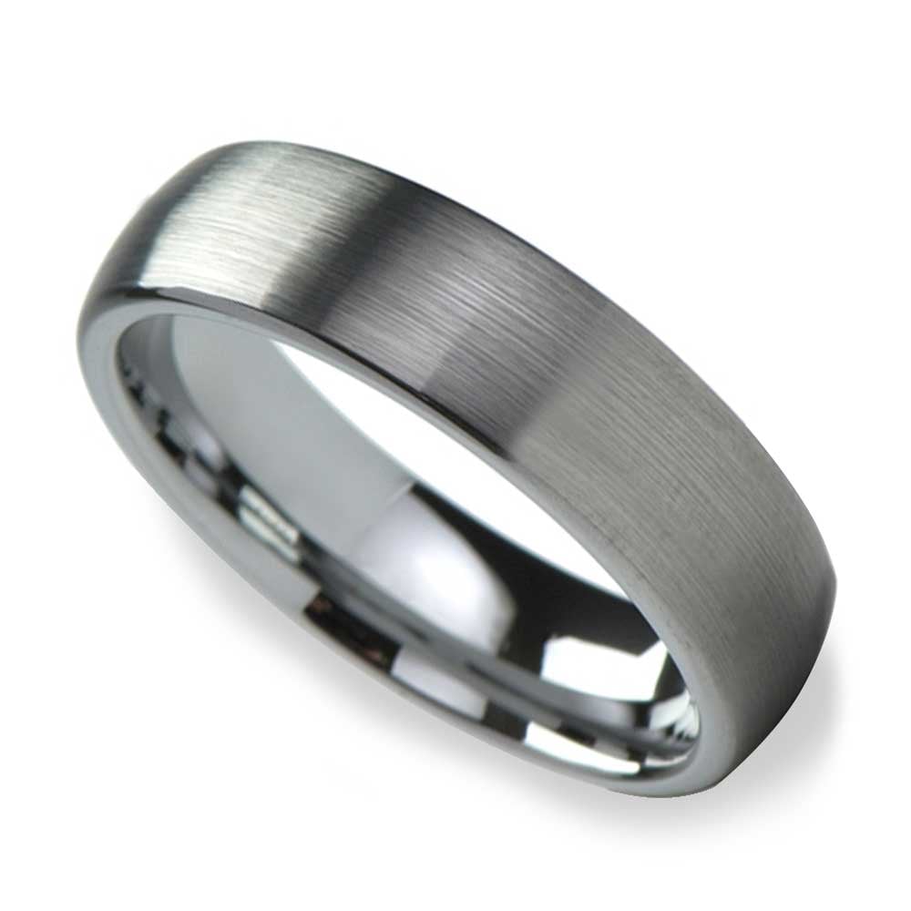 Brushed Finish and Rounded Carbide Men's Tungsten Wedding Ring (6mm) | 01
