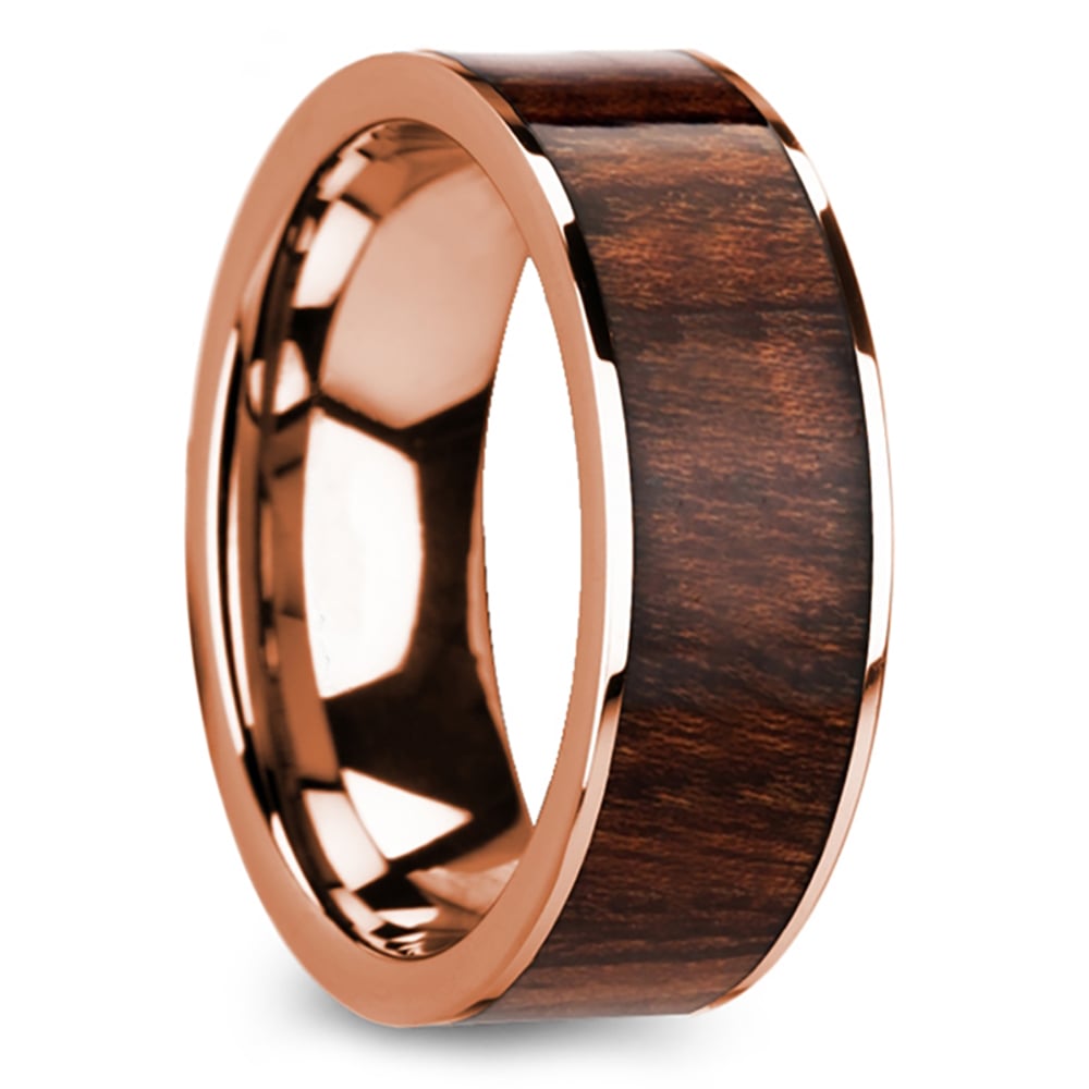 Rose Gold And Wood Male Wedding Band - The Naturalist | 02