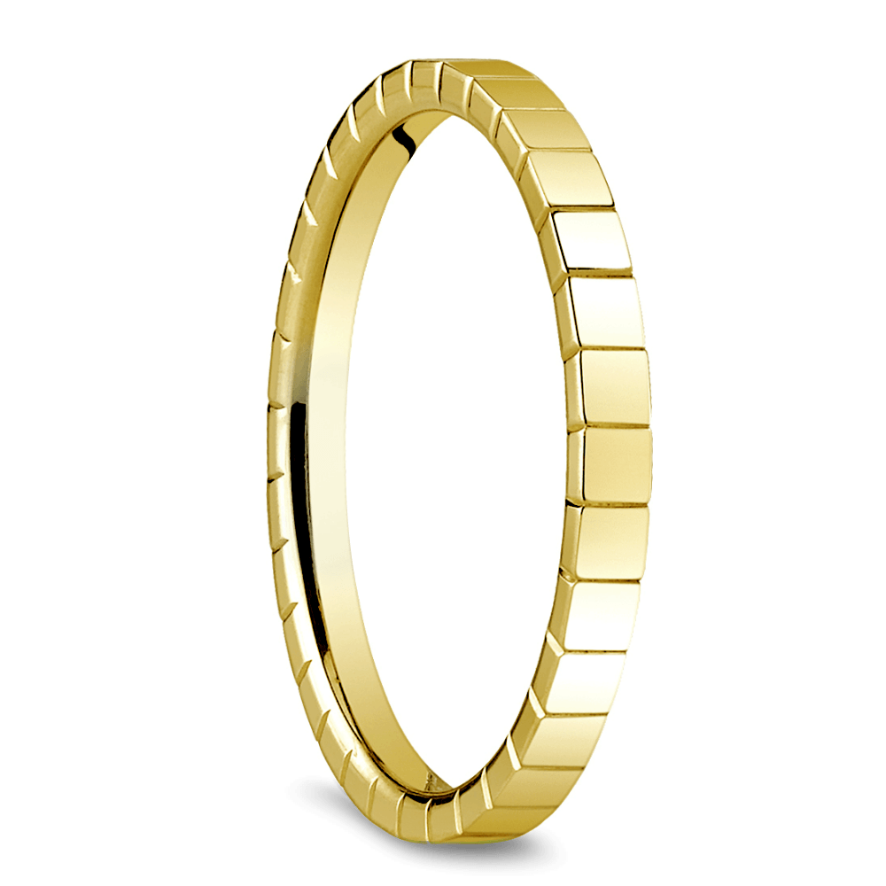 Carved Men's Wedding Ring in 14K Yellow Gold (2mm) | 02