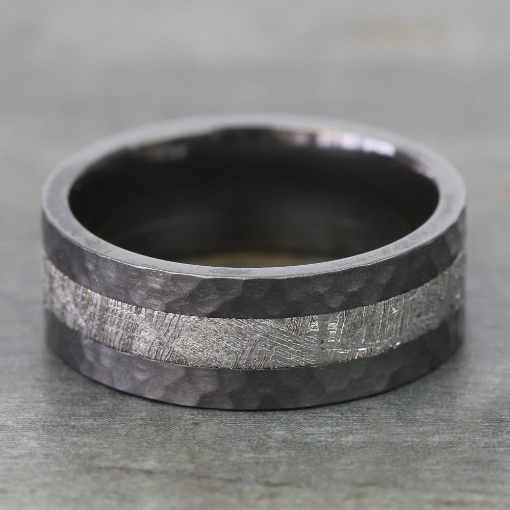 Ceres - Hammered Zirconium Mens Meteorite Ring (7mm) | 03