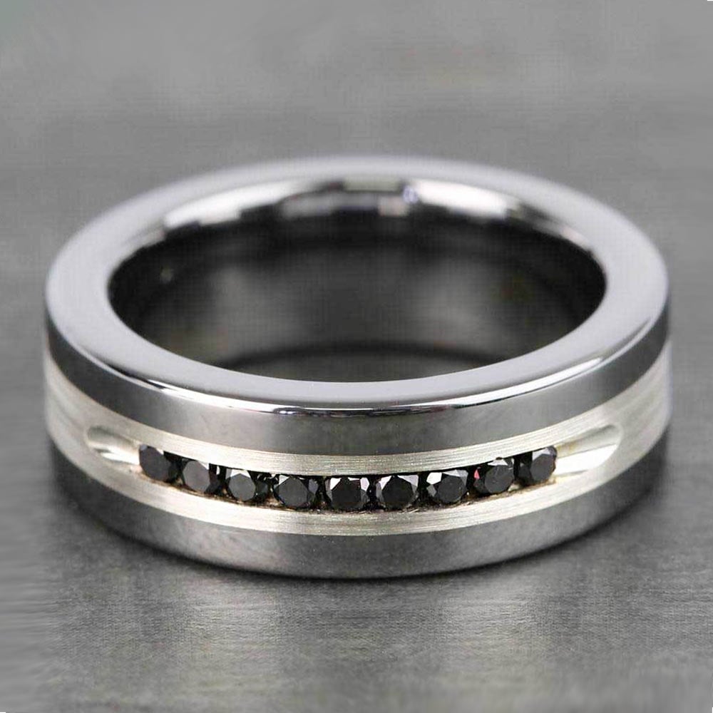 Men's Black Diamond Channel Wedding Ring in Tungsten (8mm) | Thumbnail 03