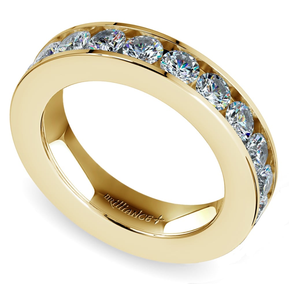 1 Ctw Channel Set Diamond Wedding Ring In Yellow Gold | Thumbnail 01