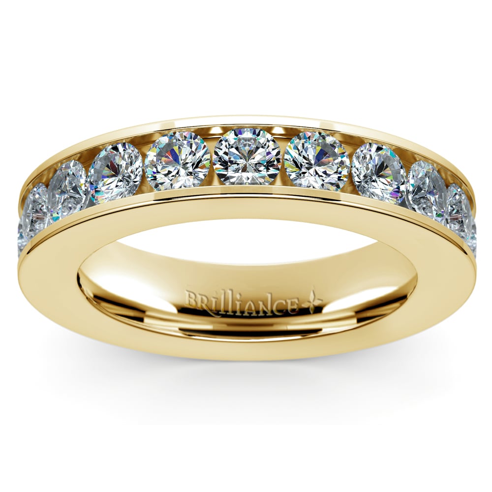 1 Ctw Channel Set Diamond Wedding Ring In Yellow Gold | Thumbnail 02