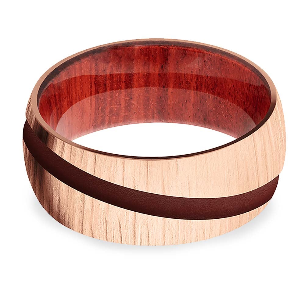Mens Bark Finish Ring In Rose Gold - Chopped Wood | 03