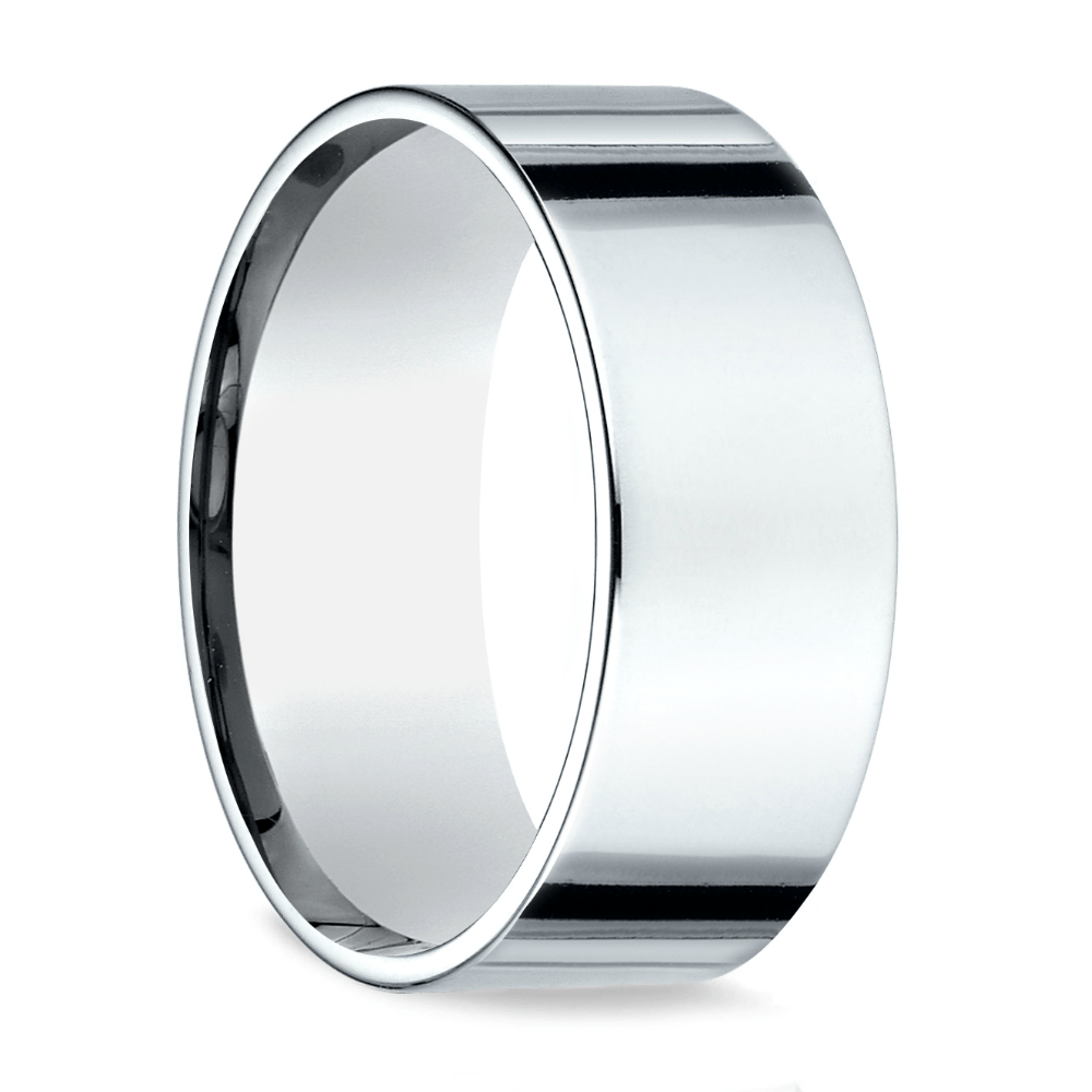 Flat Men's Wedding Ring in White Gold (8mm) | 02