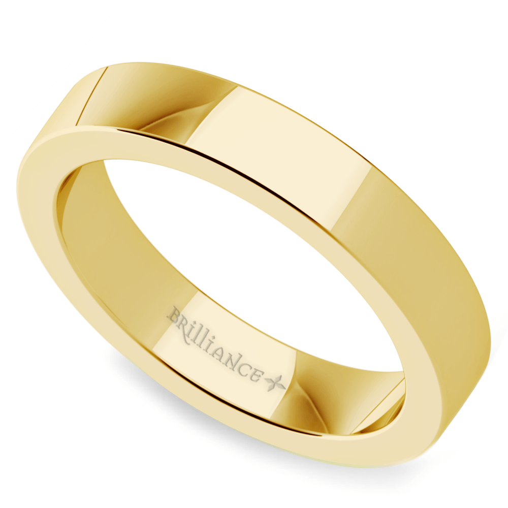 Yellow Gold Flat Wedding Ring (4mm) | 01