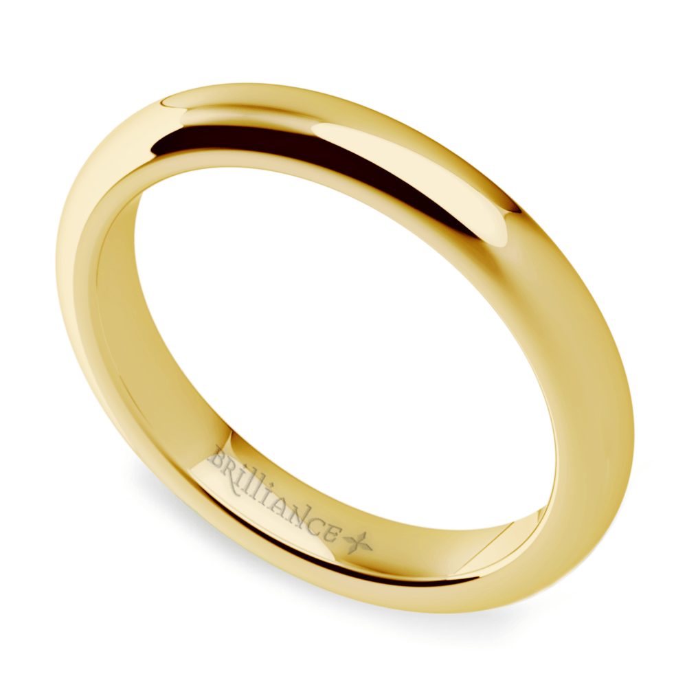 3 Mm Mens Wedding Band In Yellow Gold (Comfort Fit) | Thumbnail 01