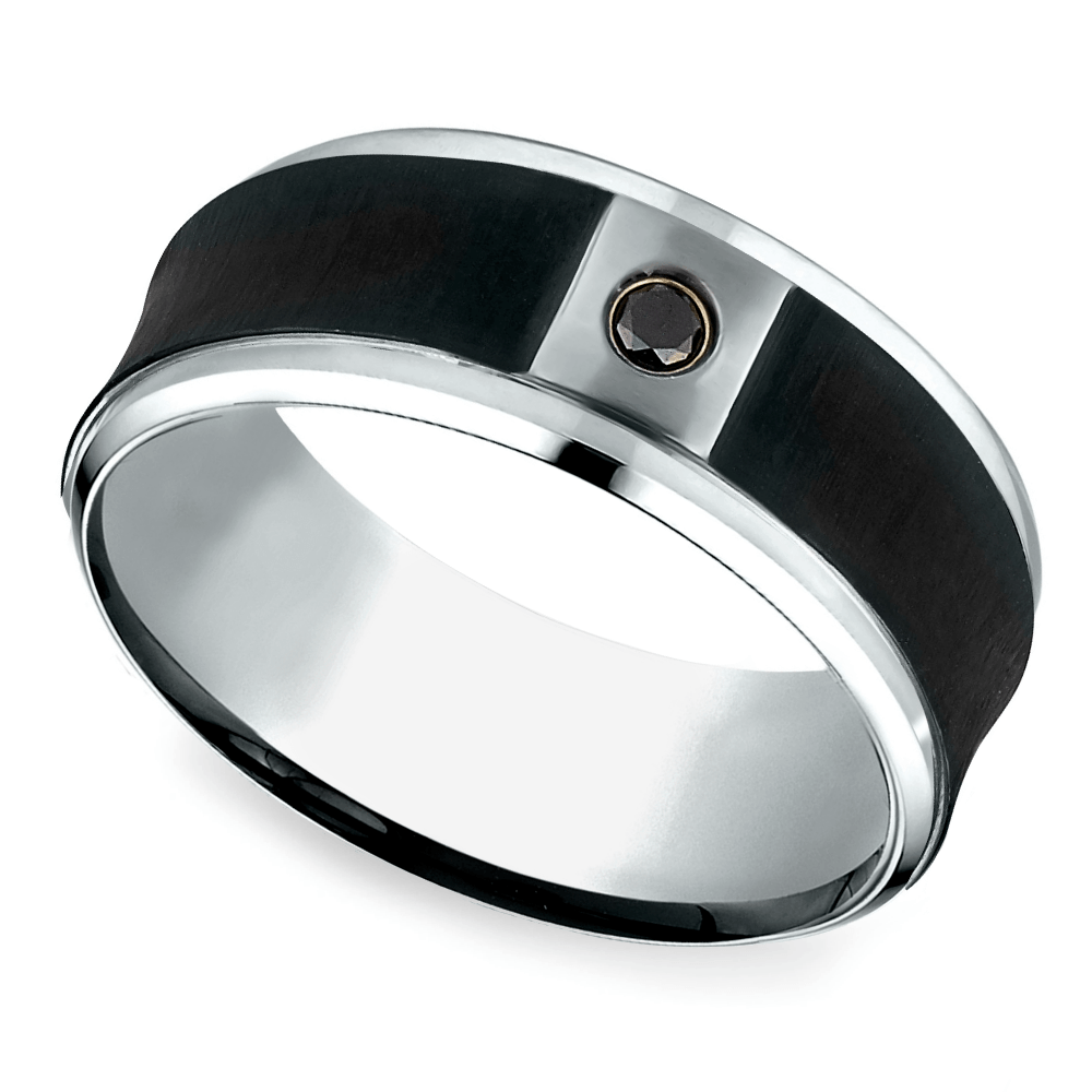 Concave Black Diamond Men's Wedding Ring in Cobalt (9mm) | Zoom