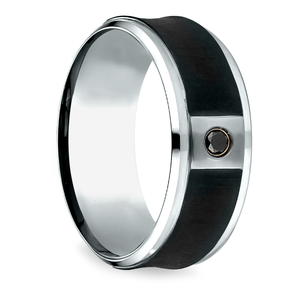 Concave Black Diamond Men's Wedding Ring in Cobalt (9mm) | 02