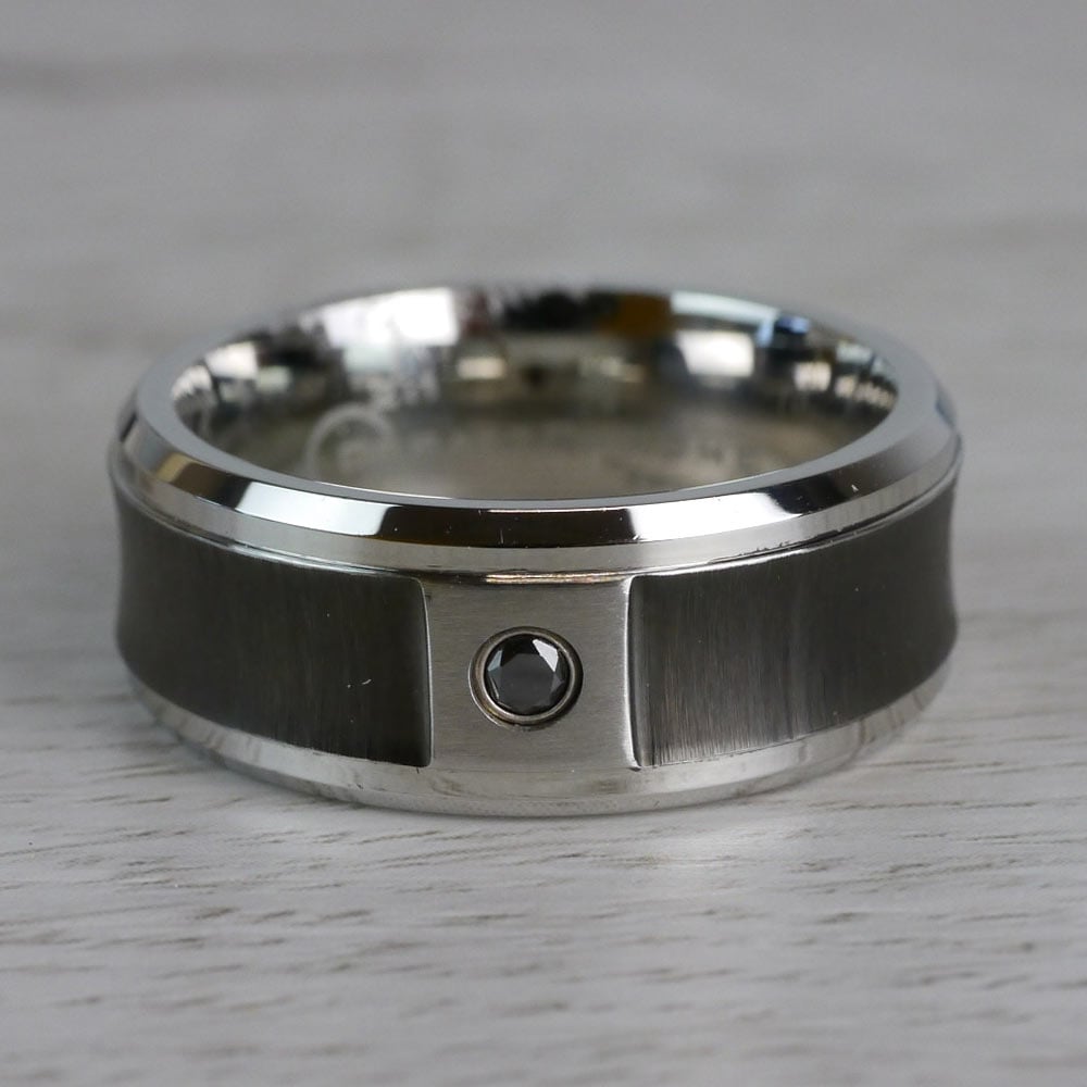 Concave Black Diamond Men's Wedding Ring in Cobalt (9mm) | Thumbnail 03