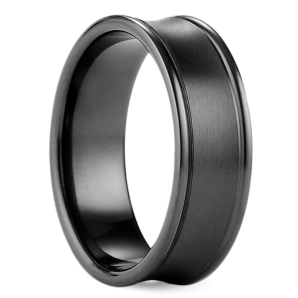 Mens Concave Wedding Band In Black Titanium (7.5mm) | Thumbnail 02