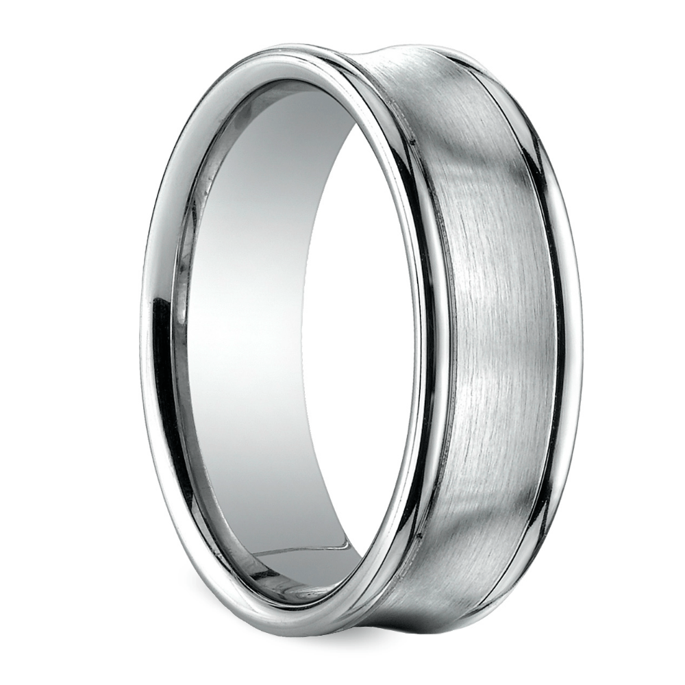 Concave Mens Wedding Band In White Gold (7.5 Mm) | Thumbnail 02
