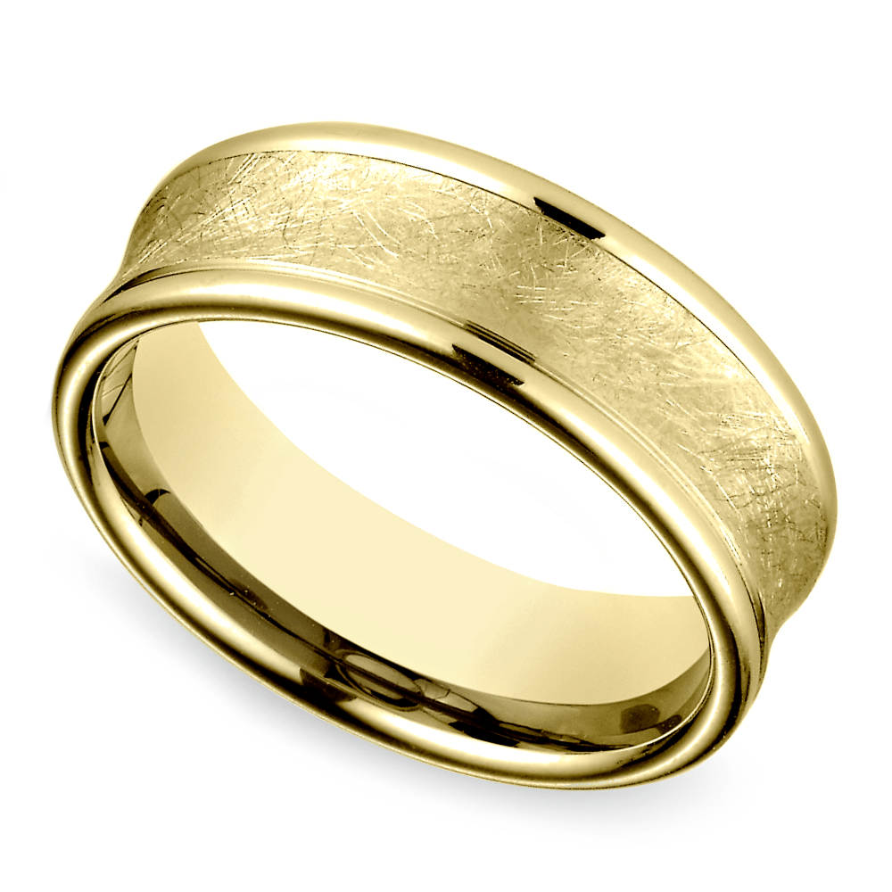 Concave Mens Wedding Ring In Gold (Swirl Design) | Thumbnail 01