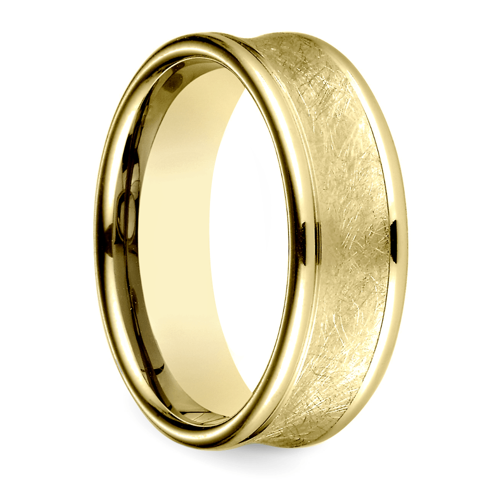Concave Mens Wedding Ring In Gold (Swirl Design) | Thumbnail 02