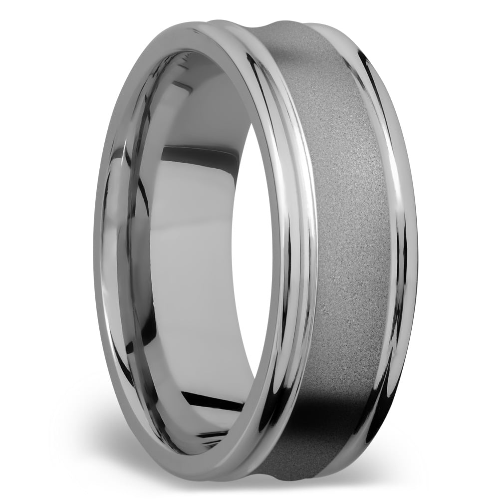 Concaved Center Men's Wedding Ring in Titanium | 02