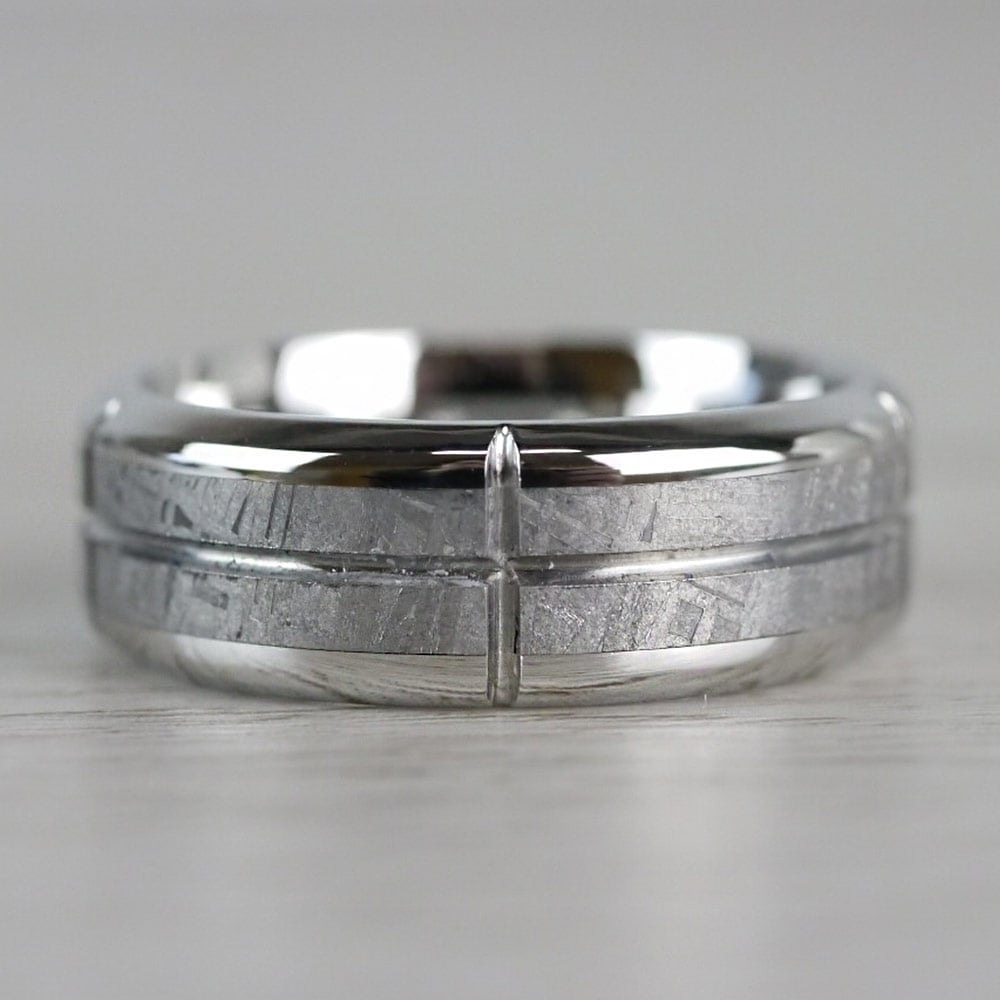 Constellation - Mens Cobalt Chrome And Gibeon Meteorite Wedding Ring (7mm) | Thumbnail 03