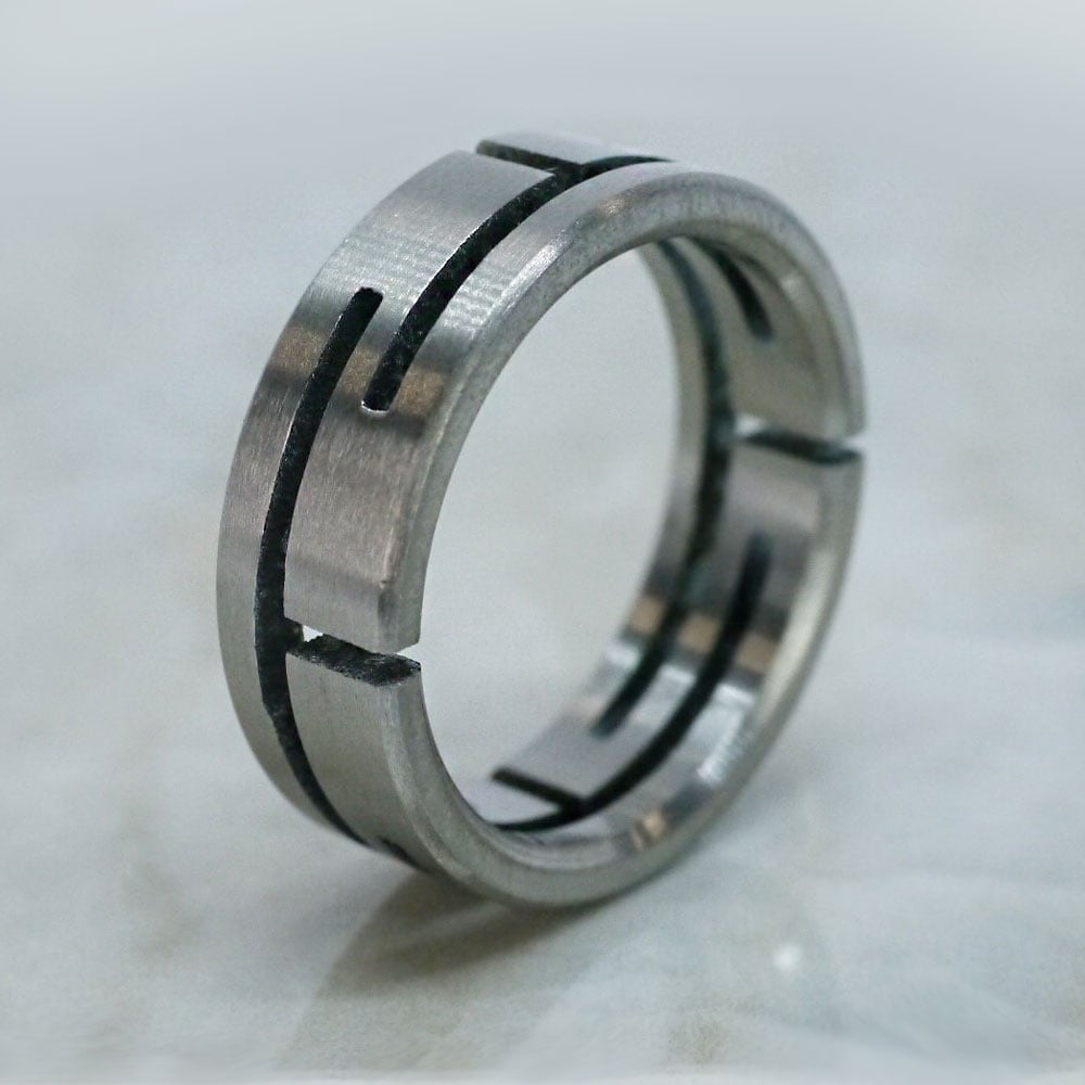Cutout - Titanium Cutout Wedding Band Ring For Men | 04