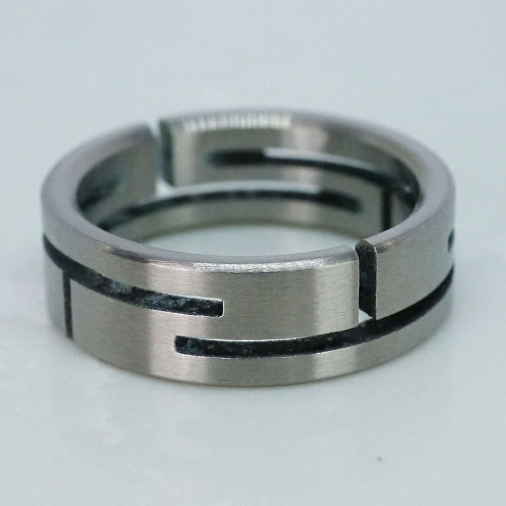 Cutout - Titanium Cutout Wedding Band Ring For Men | 05
