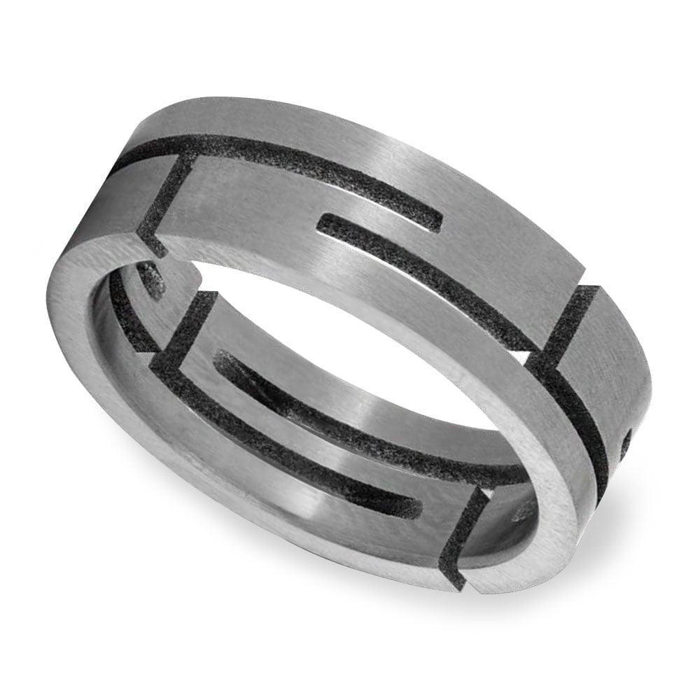 Cutout - Titanium Cutout Wedding Band Ring For Men | 01