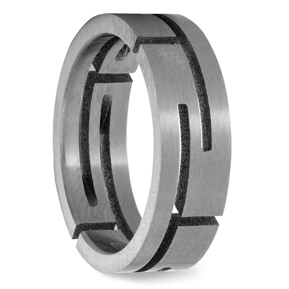 Cutout - Titanium Cutout Wedding Band Ring For Men | 02
