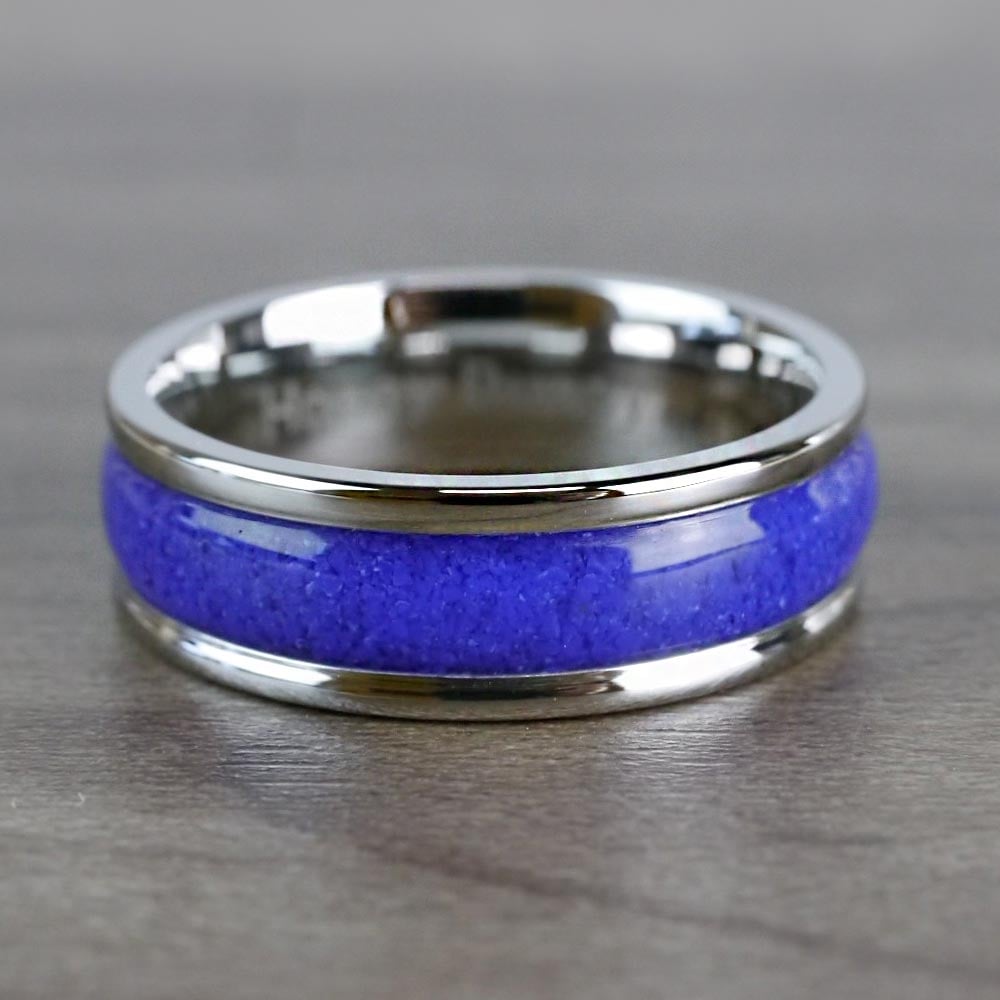 Deep Blue Sea - Lapis Inlay Mens Wedding Ring In Cobalt | 04