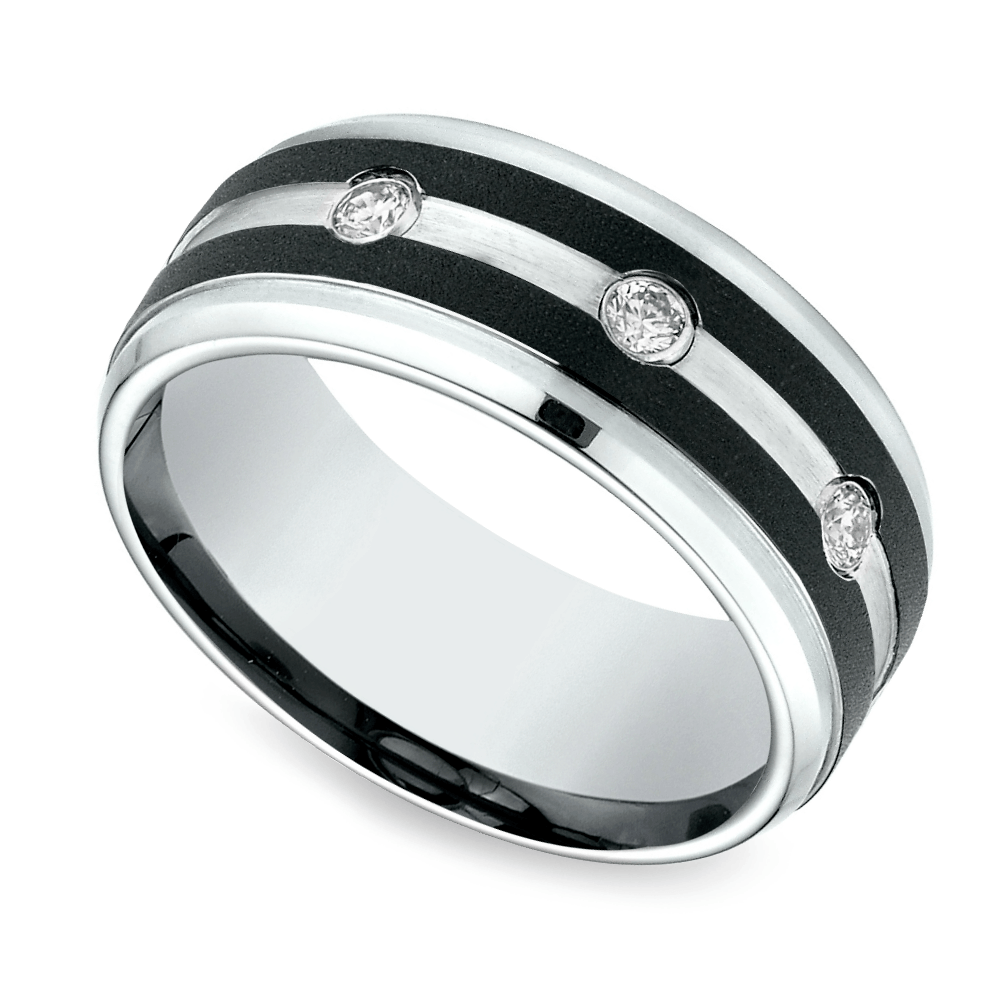 Black And White Mens Wedding Band In Cobalt (9mm) | 01