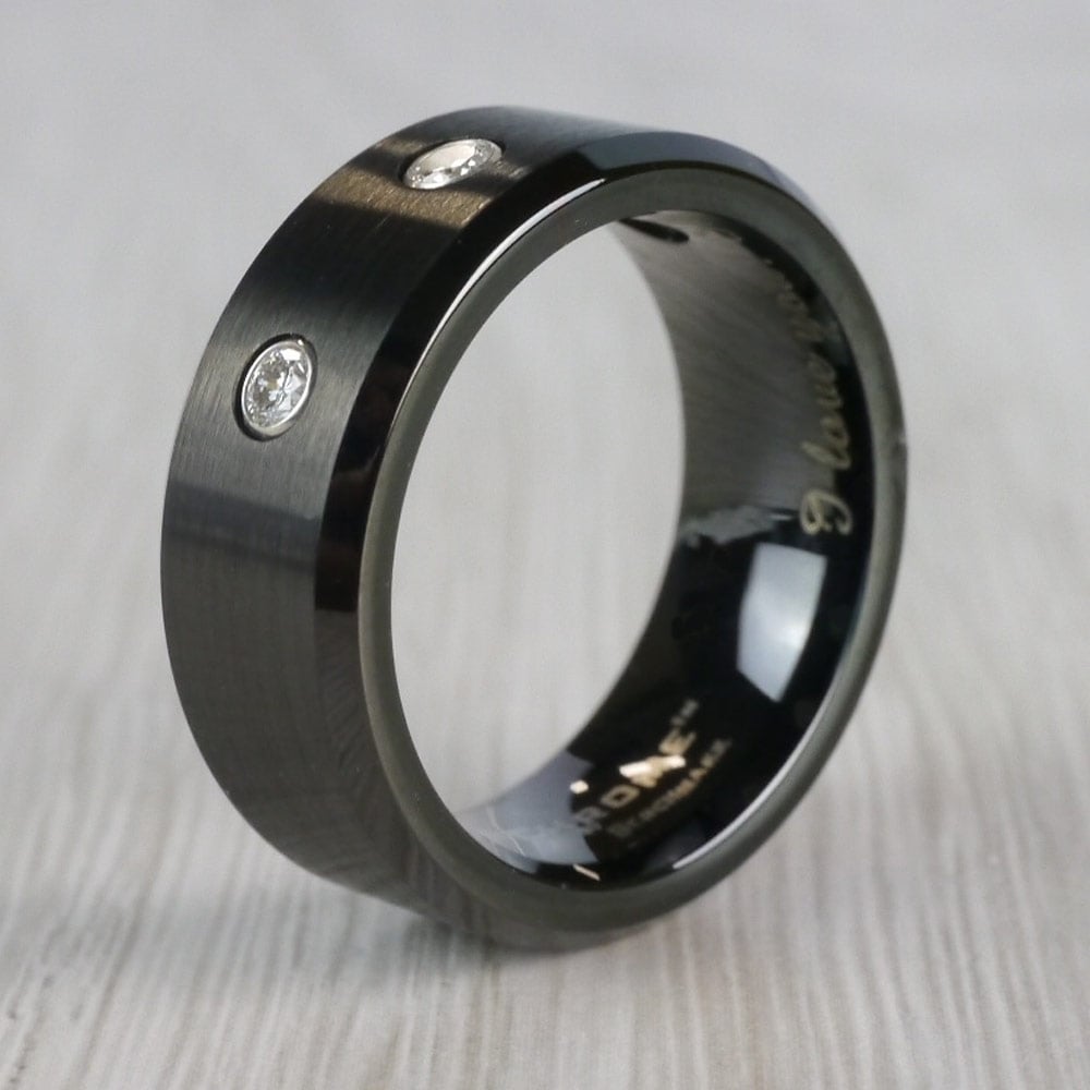 Diamond Men's Wedding Ring in Black Cobalt (8mm) | Thumbnail 03