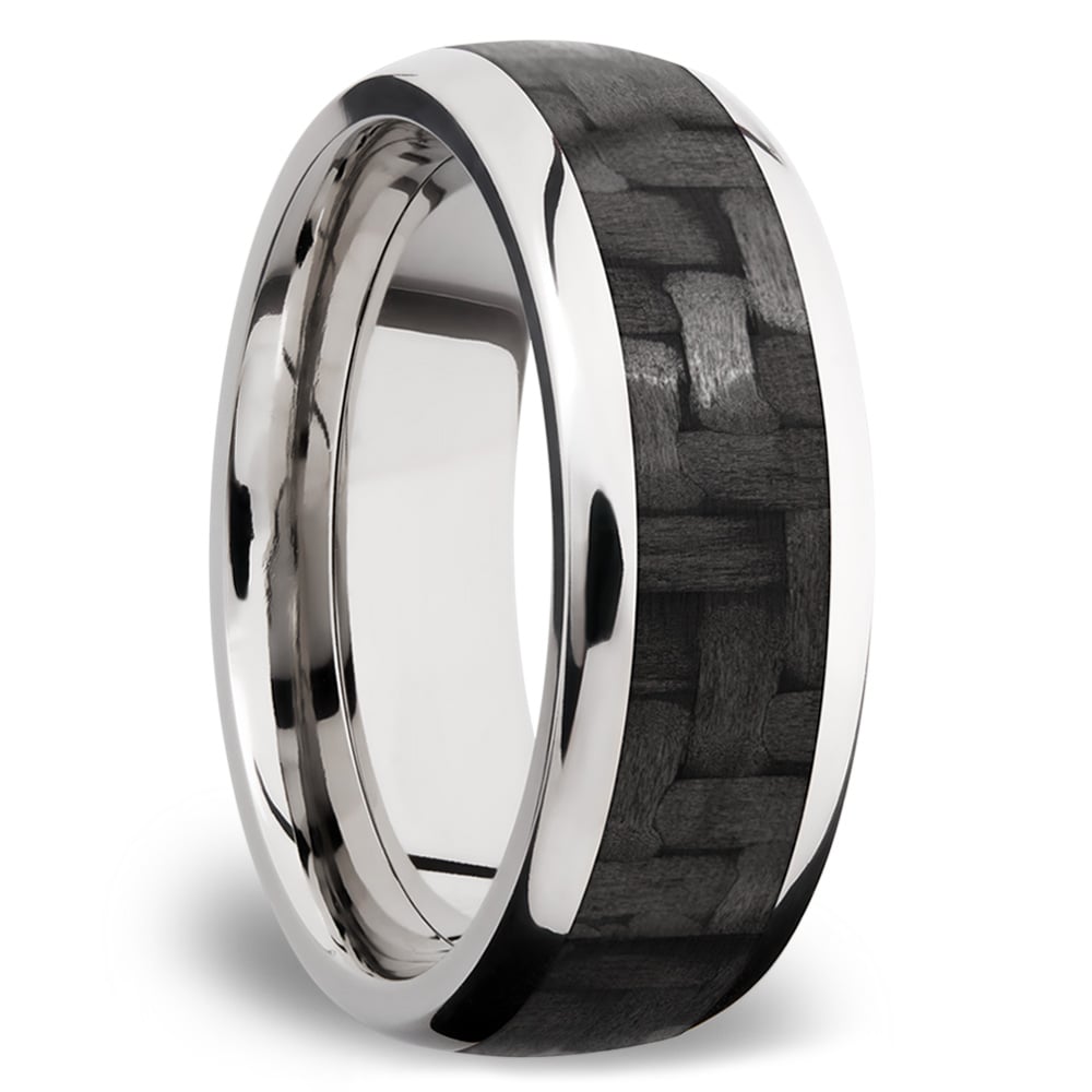 Cobalt Chrome Mens Wedding Ring With Carbon Fiber Inlay | 02