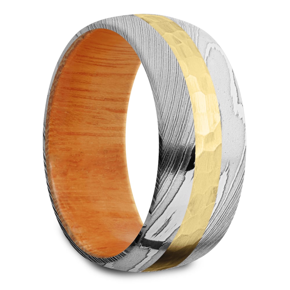 Damascus And Gold Mens Wedding Band - High Roller (9mm) | 02