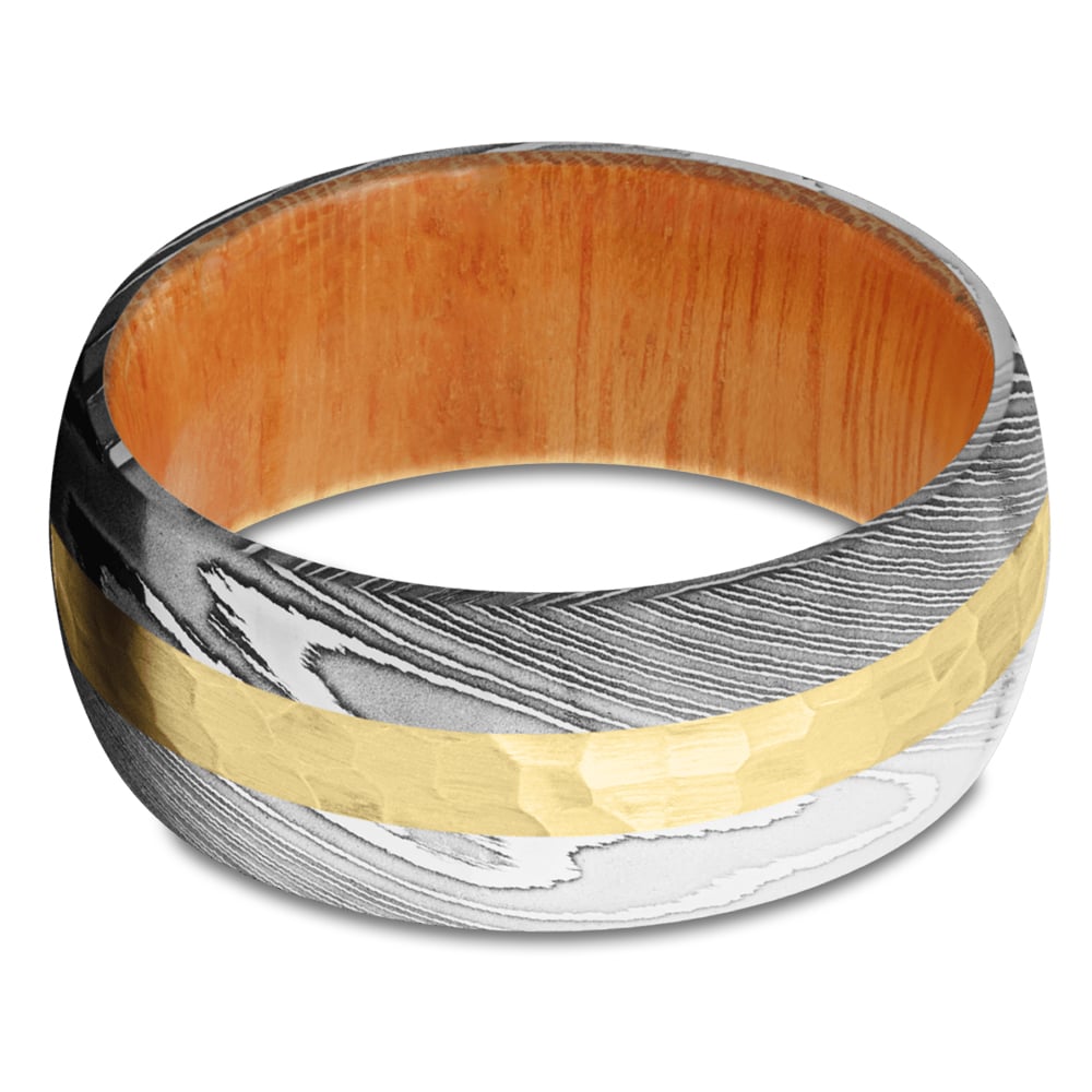 Damascus And Gold Mens Wedding Band - High Roller (9mm) | 03