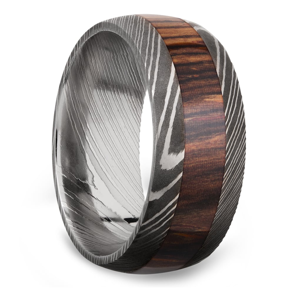 Grandpa's Coffee Table - Damascus & Wood Mens Band (8mm) | 02