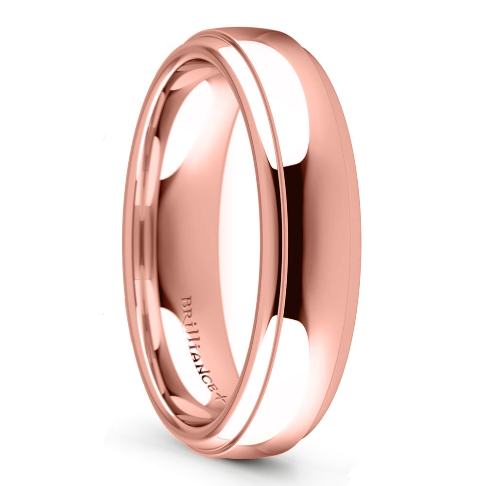 Mens 5 mm Rose Gold Wedding Band With Step Edge | 02