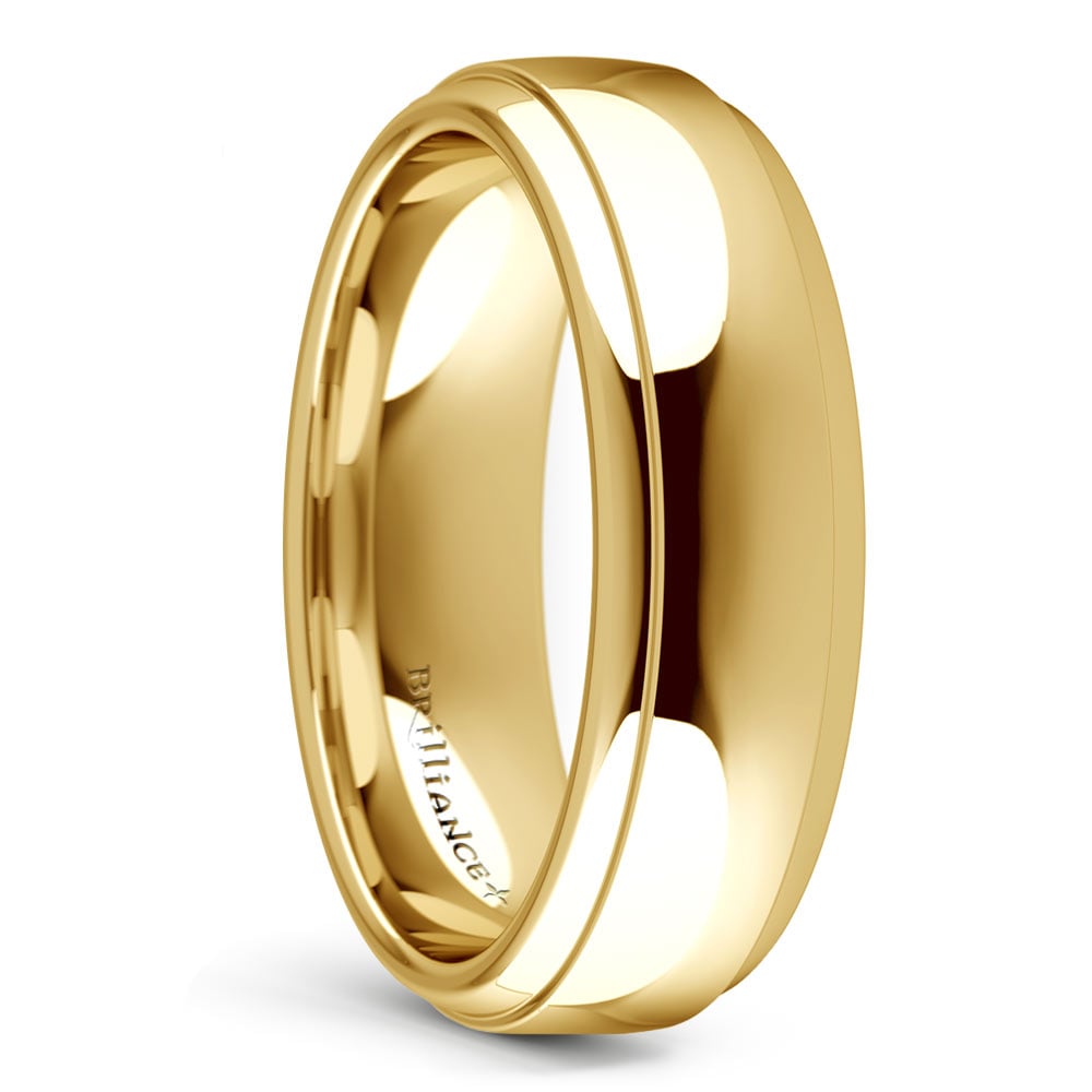 Domed Step Edge Men's Wedding Ring in Yellow Gold (6mm) | Thumbnail 02