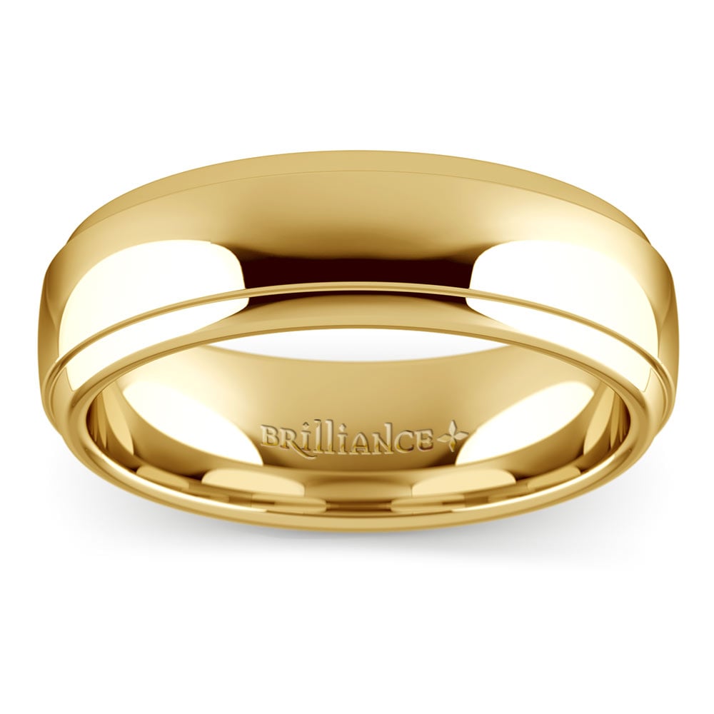 Domed Step Edge Men's Wedding Ring in Yellow Gold (6mm) | Thumbnail 03