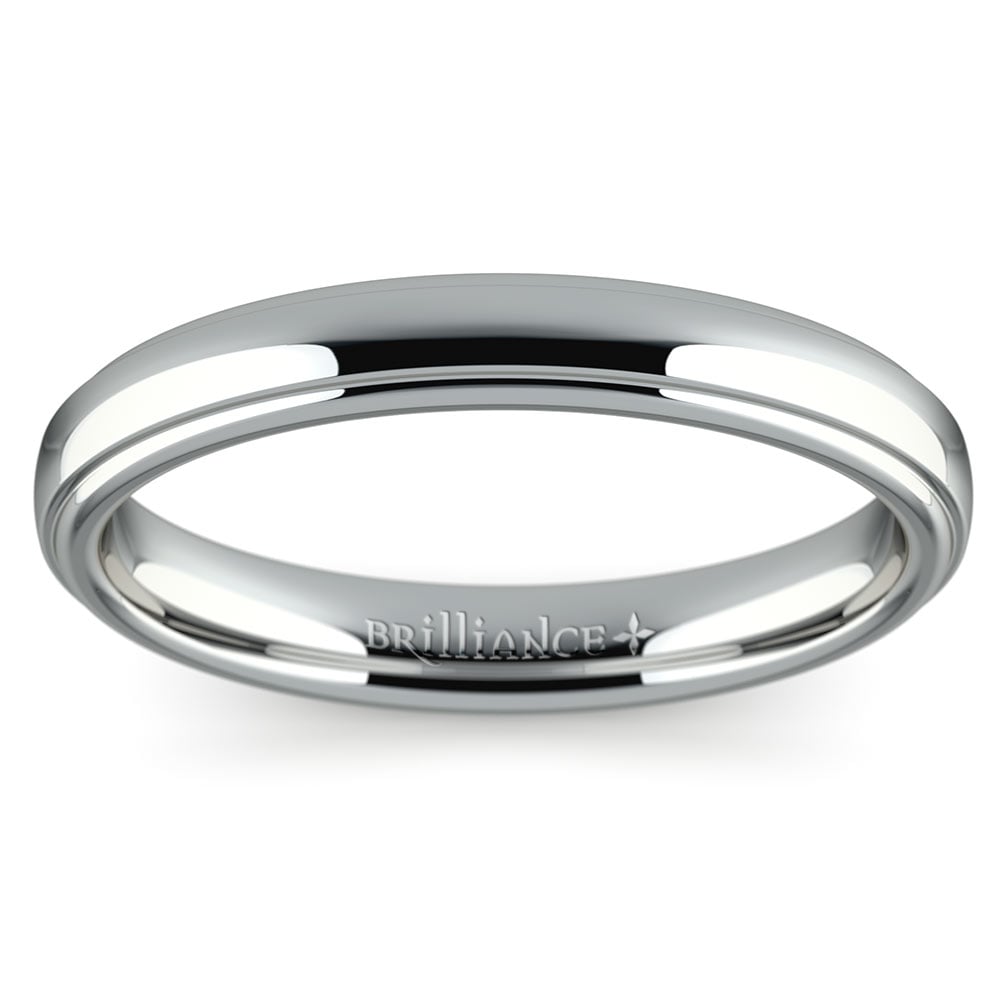 Domed Step Edge Wedding Ring (3 mm) in Platinum | Thumbnail 03