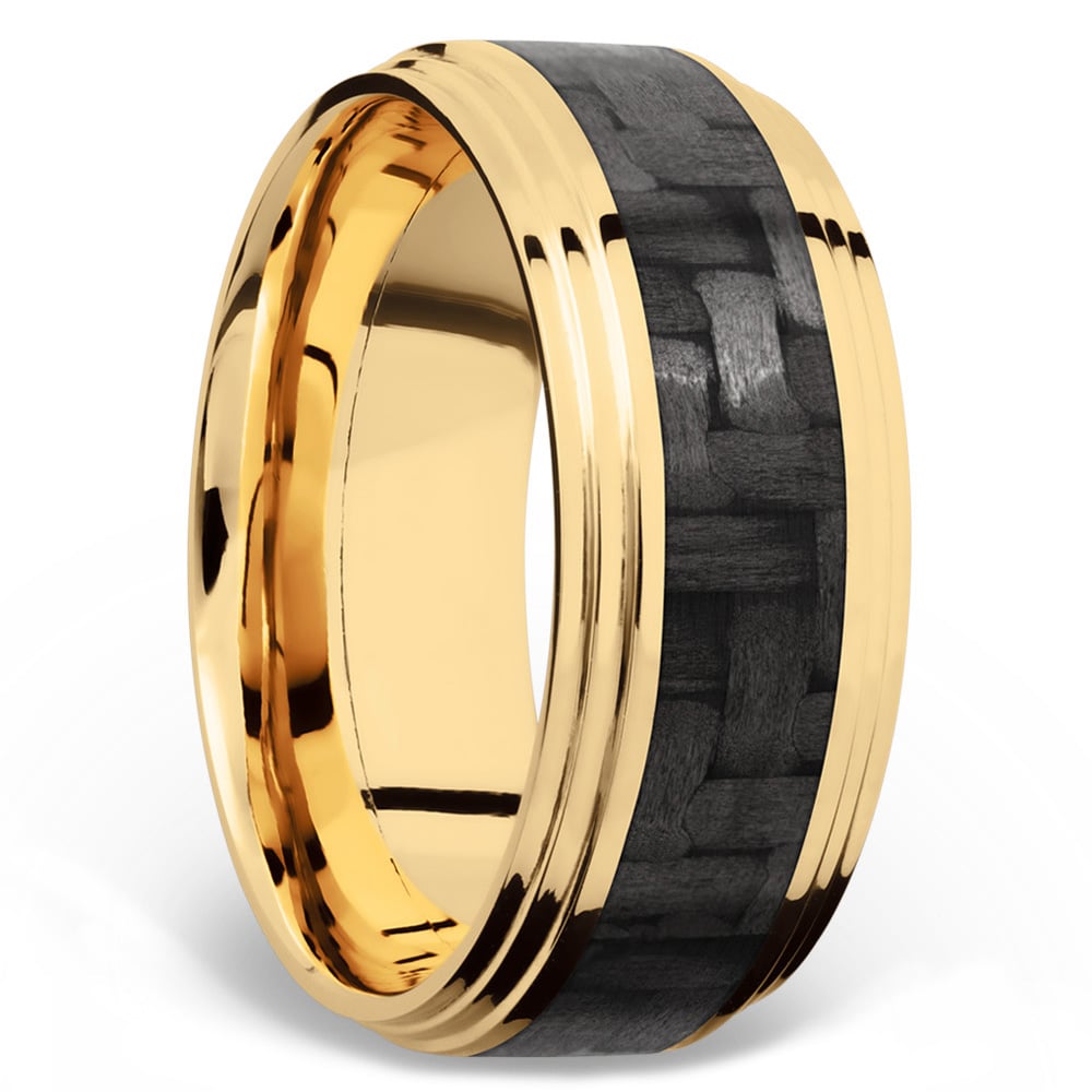 Black And Gold Carbon Fiber Mens Wedding Ring | 02