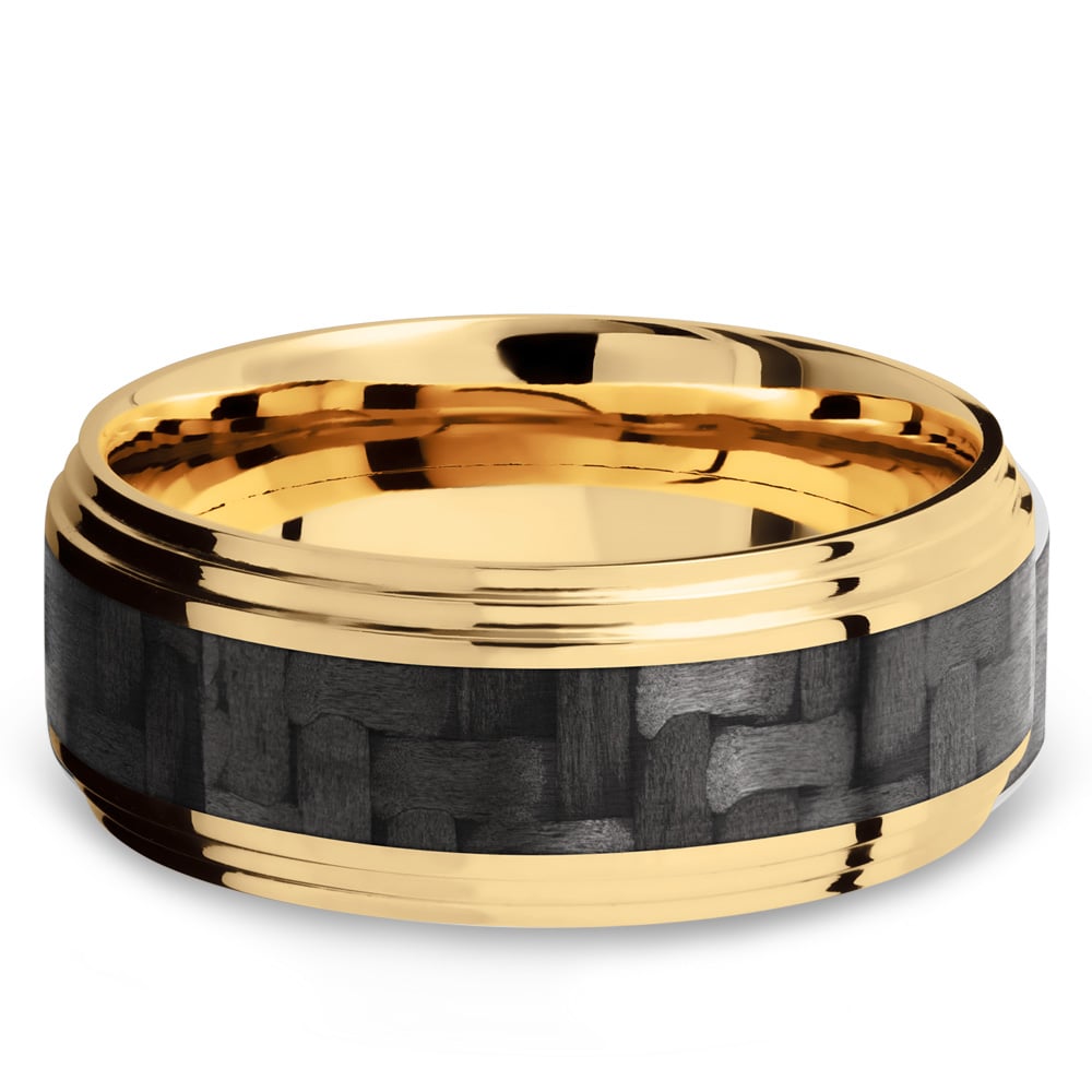 Black And Gold Carbon Fiber Mens Wedding Ring | 03