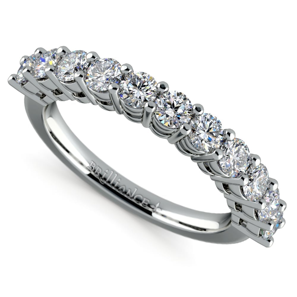 1 Ctw Eleven Stone Diamond Wedding Ring In White Gold | 01