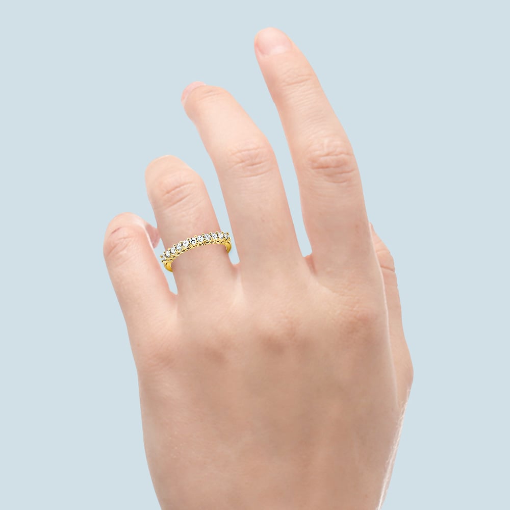 1 Ctw Eleven Stone Diamond Wedding Ring In Yellow Gold | Thumbnail 06