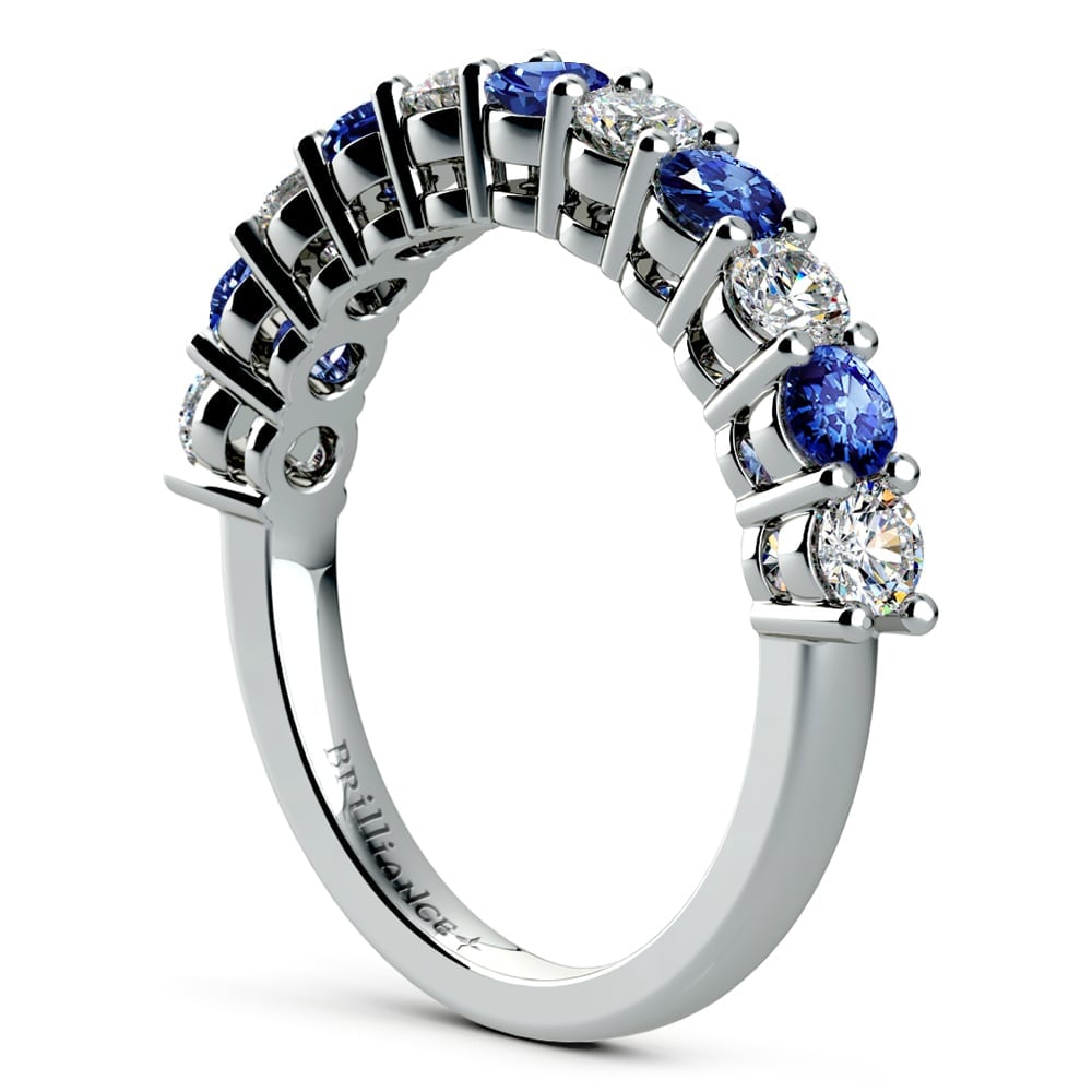 One Carat Eleven Stone Diamond And Sapphire Ring in Platinum | 04