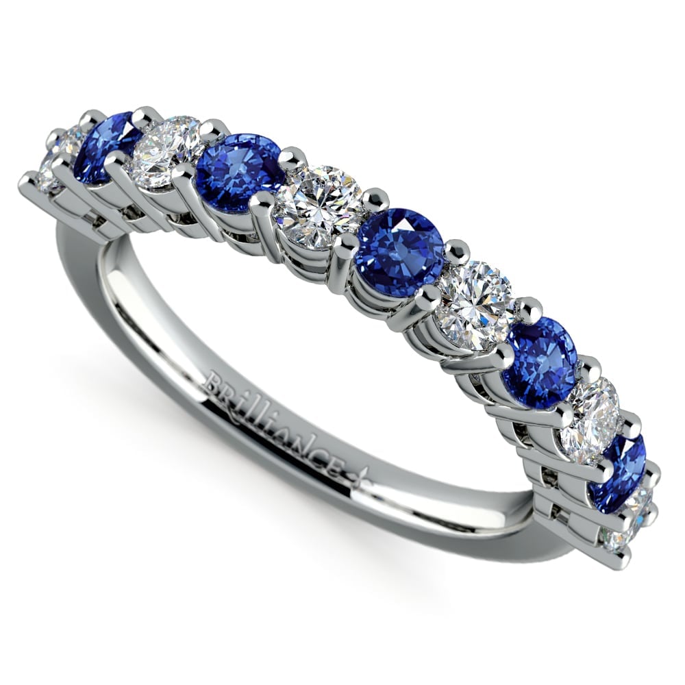 One Carat Eleven Diamond & Sapphire Ring in White Gold | Thumbnail 01