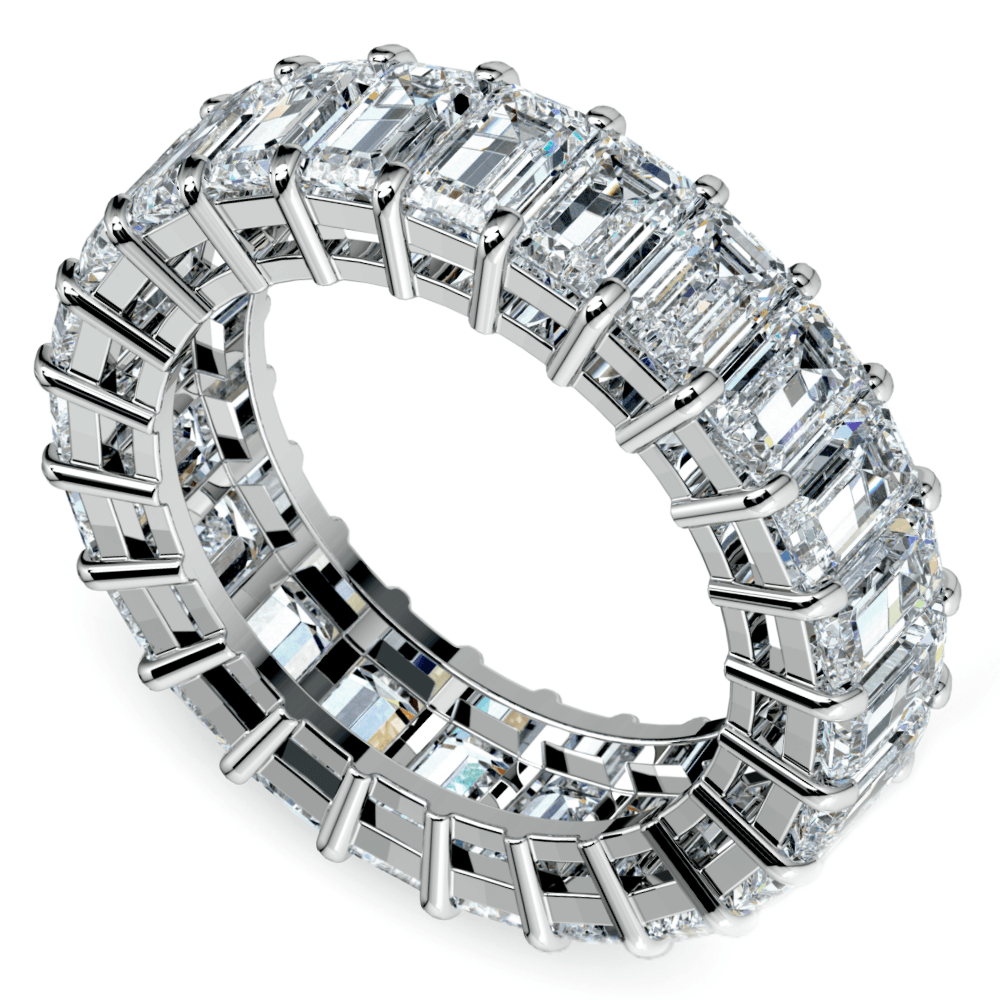 7 Carat Emerald Cut Eternity Band In White Gold  | Zoom
