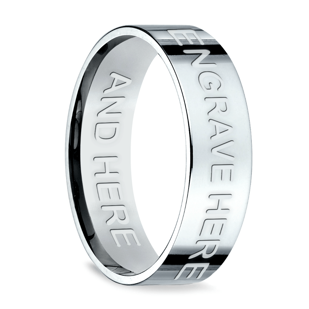 Engraved Flat Men's Wedding Ring in Platinum (6mm) | 03