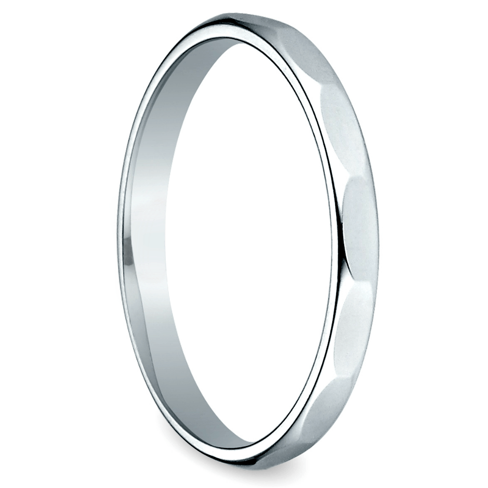 White Gold Faceted Wedding Ring | 02