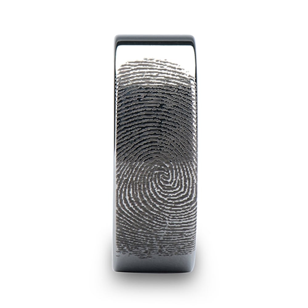 Gumshoe - 6mm Flat Tungsten Mens Band with Fingerprint Engraving | Thumbnail 03