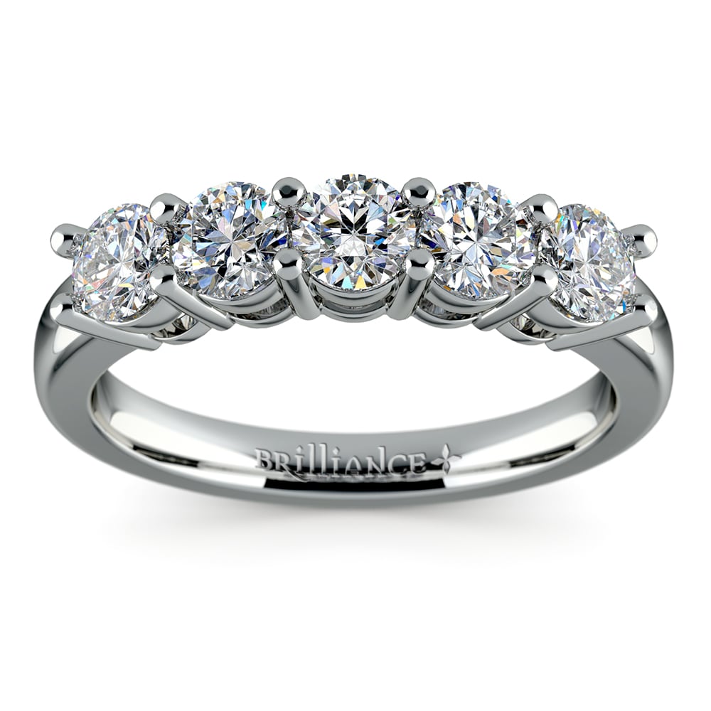 Five Diamond Wedding Ring in Platinum (1 ctw) | 02